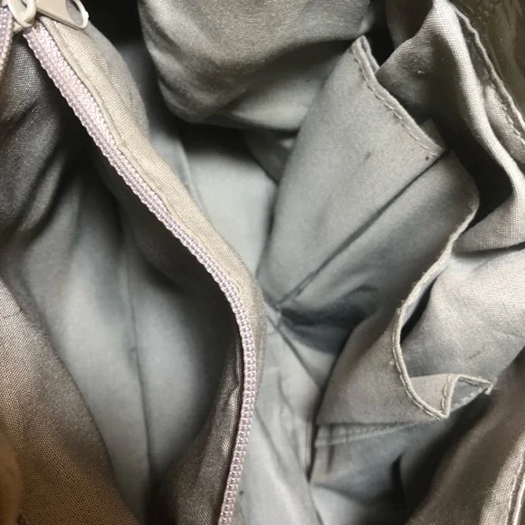 Metallic Gray Drawstring Tote Handbag Shoulder Bag - Picture 6 of 6